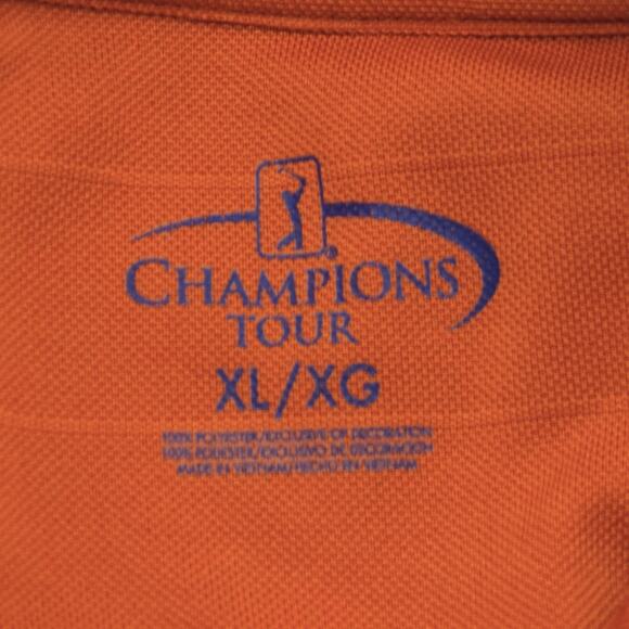 Champions Tour Polo Shirt Mens XL Orange Golf Performance Short Sleeve Striped - Picture 6 of 11